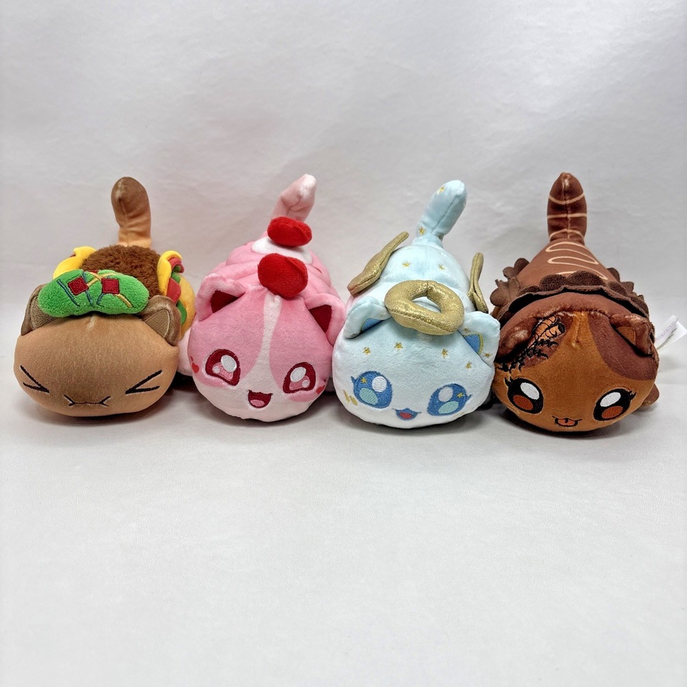Aphmau Meemeows 6" Cat Plush Lot Of 4 (Taco, Cake, Angel, Cherry Cupcake)